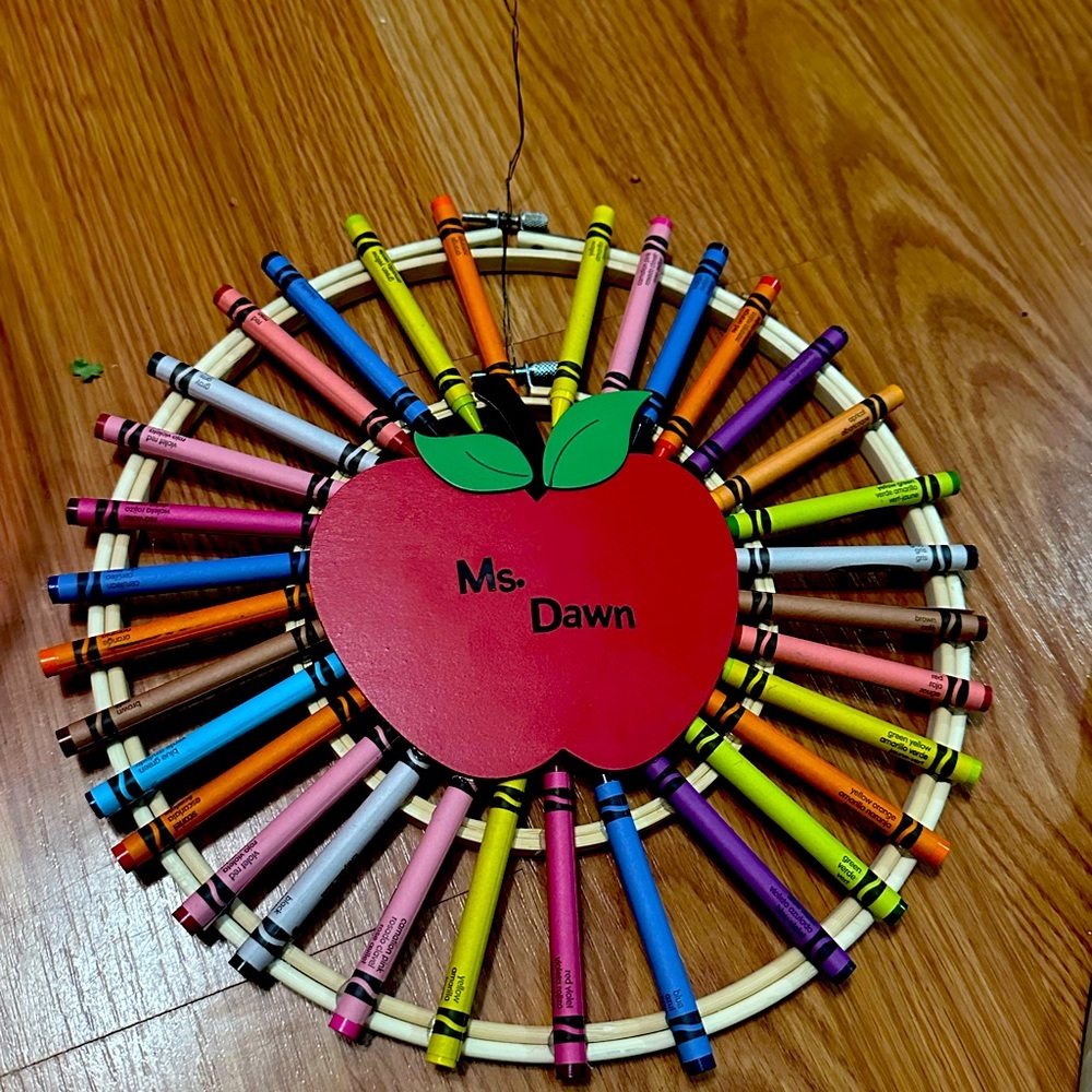 Colorful Crayon Apple Wreath